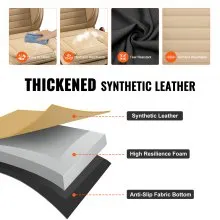 VEVOR Seat Covers, Universal Car Seat Covers Front Seats, 2pcs Faux Leather Seat Cover, Semi-enclosed Design, Detachable Headrest and Airbag Compatible, for Most Cars SUVs and Trucks Beige