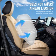 VEVOR Fundas de asiento universales para asientos delanteros, 2 fundas de asiento de piel sintética, diseño semicerrado, reposacabezas desmontable y compatible con airbag, para la mayoría de los coches, SUV y camiones, color beige