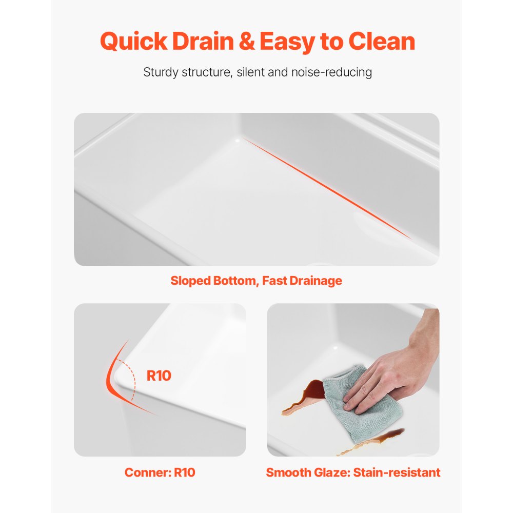 VEVOR 32.5x20 inch Farmhouse Sink, White Sink Workstation, Fireclay Undermount Basins, Apron Front Single Bowl Basin with Multiple Accessories, Large Capacity Household Dishwasher Sinks for Kitchen