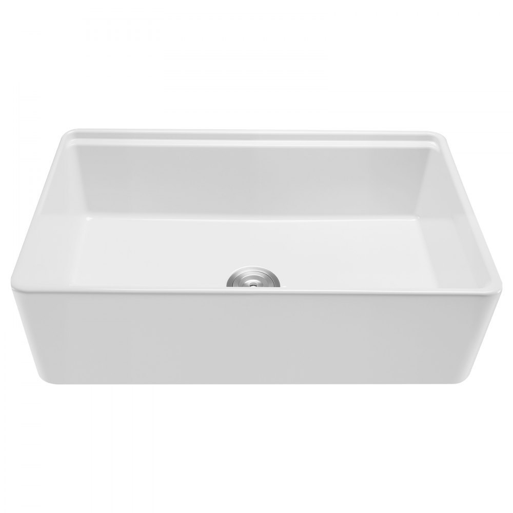 VEVOR 32.5x20 inch Farmhouse Sink, White Sink Workstation, Fireclay Undermount Basins, Apron Front Single Bowl Basin with Multiple Accessories, Large Capacity Household Dishwasher Sinks for Kitchen
