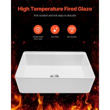 32.5x20 in Farmhouse Sink Undermount Kitchen Single Bowl Basin Fireclay White
