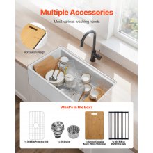 32.5x20 in Farmhouse Sink Undermount Kitchen Single Bowl Basin Fireclay White