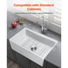 32.5x20 in Farmhouse Sink Undermount Kitchen Single Bowl Basin Fireclay White