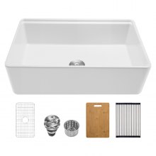 32.5x20 in Farmhouse Sink Undermount Kitchen Single Bowl Basin Fireclay White