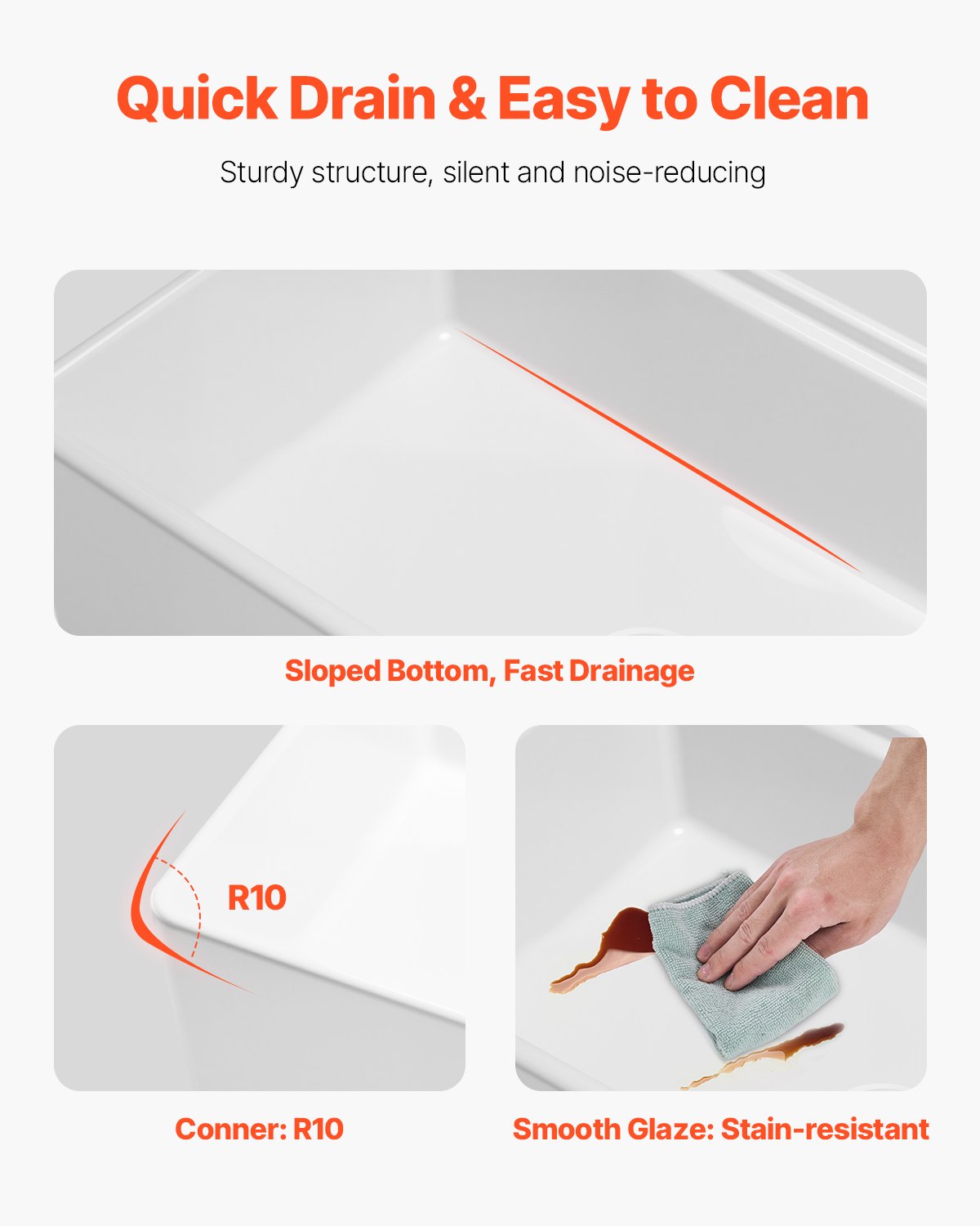 VEVOR 32.5x20 inch Farmhouse Sink, White Sink Workstation, Fireclay Undermount Basins, Apron Front Single Bowl Basin with Multiple Accessories, Large Capacity Household Dishwasher Sinks for Kitchen