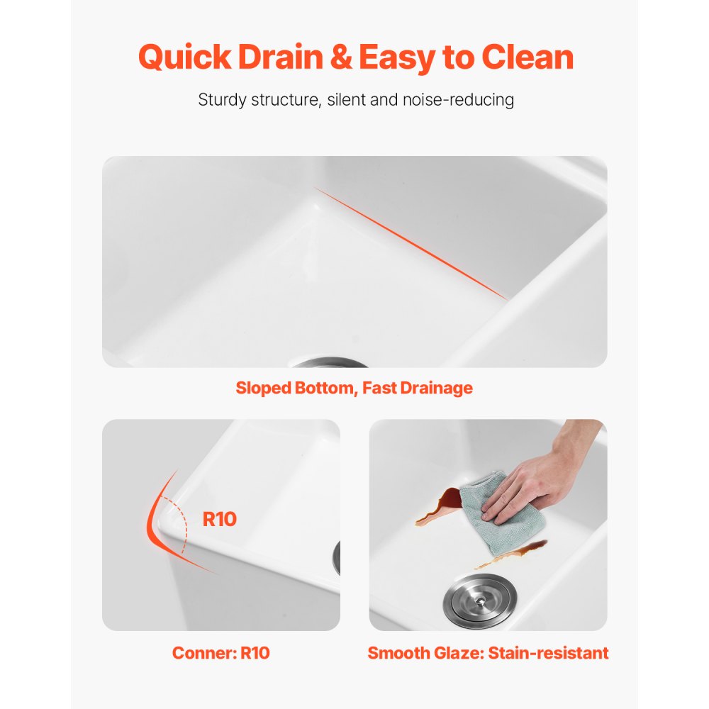 VEVOR 33x20 inch Farmhouse Sink, White Sink Workstation, Fireclay Undermount Basins, Apron Front Double Bowl Basin with Multiple Accessories, Large Capacity Household Dishwasher Sinks for Kitchen