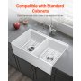 33x20 in Farmhouse Sink Undermount Kitchen Double Bowl Basin Fireclay White