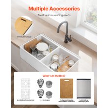 33x20 in Farmhouse Sink Undermount Kitchen Double Bowl Basin Fireclay White