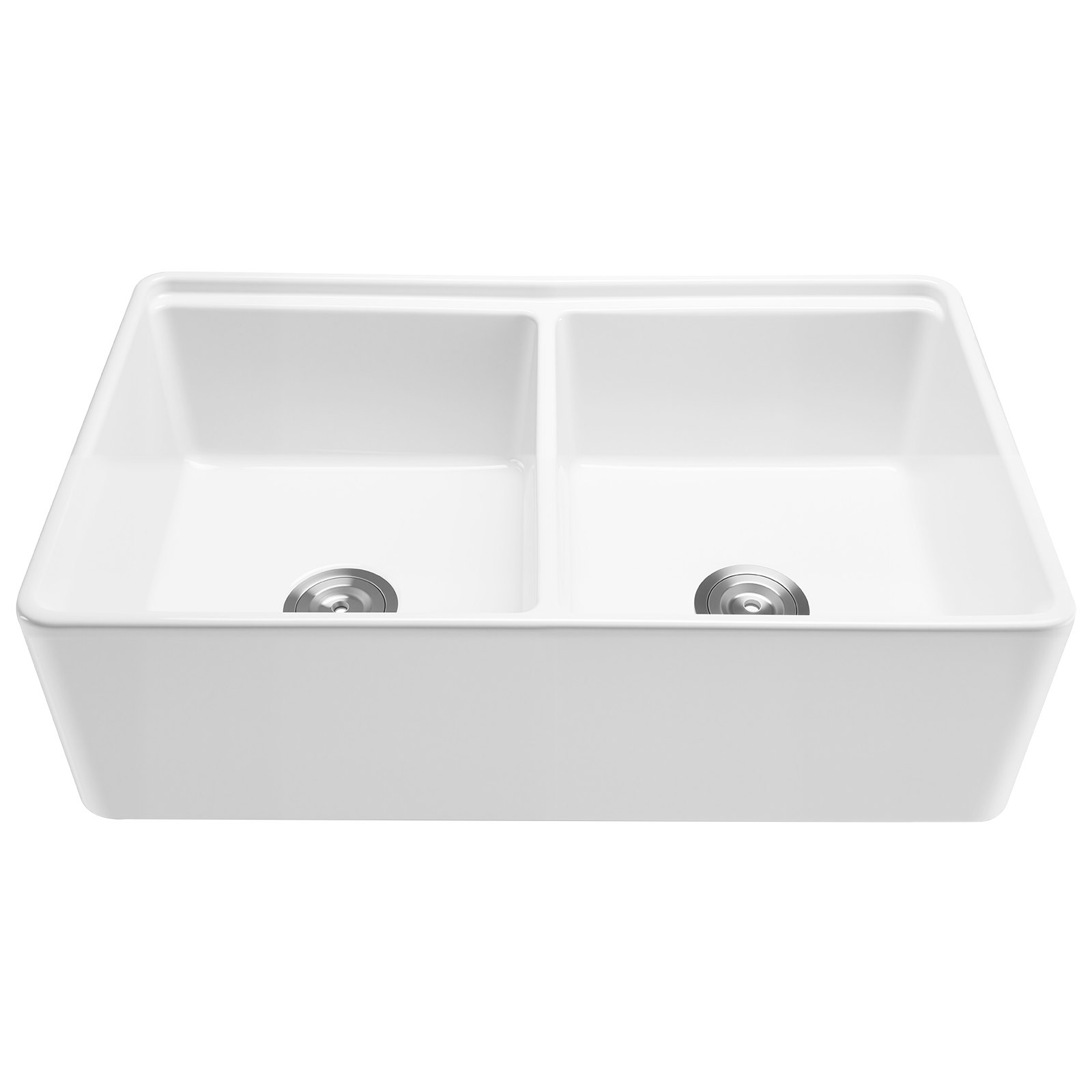 VEVOR 33x20 inch Farmhouse Sink, White Sink Workstation, Fireclay Undermount Basins, Apron Front Double Bowl Basin with Multiple Accessories, Large Capacity Household Dishwasher Sinks for Kitchen