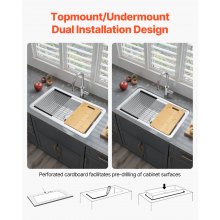 33x19 in Farmhouse Sink Topmount Undermount Kitchen Single Bowl Basin Fireclay