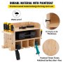 VEVOR Power Tool Organizer, Wall Mounted Drill Holder, 4 Hanging Slots Drill Charging Station, 2-Shelf Cordless Drill Storage, Polished Wooden Toolbox for Saw, Wrench, Screwdriver Drill