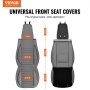 VEVOR seat covers, universal front seat covers in gray with labeled dimensions for a wide fit.