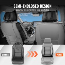 VEVOR Seat Covers, Universal Car Seat Covers Front Seats, 2pcs Faux Leather Seat Cover, Semi-enclosed Design, Detachable Headrest and Airbag Compatible, for Most Cars SUVs and Trucks Gray