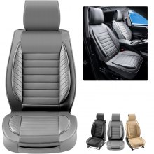 VEVOR Housses de siège universelles pour sièges avant, 2 pièces en simili cuir, design semi-fermé, appuie-tête amovible et compatible avec airbag, pour la plupart des voitures, SUV et camions, gris