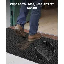 VEVOR Front Door Mat, 3048 x 914 mm Commercial Floor Mat for Indoor and Outdoor, Stylish Striped Industrial Carpet with PVC Backing, Heavy Duty Washable Entry Rug for Hallway, Balcony, Garage, Grey