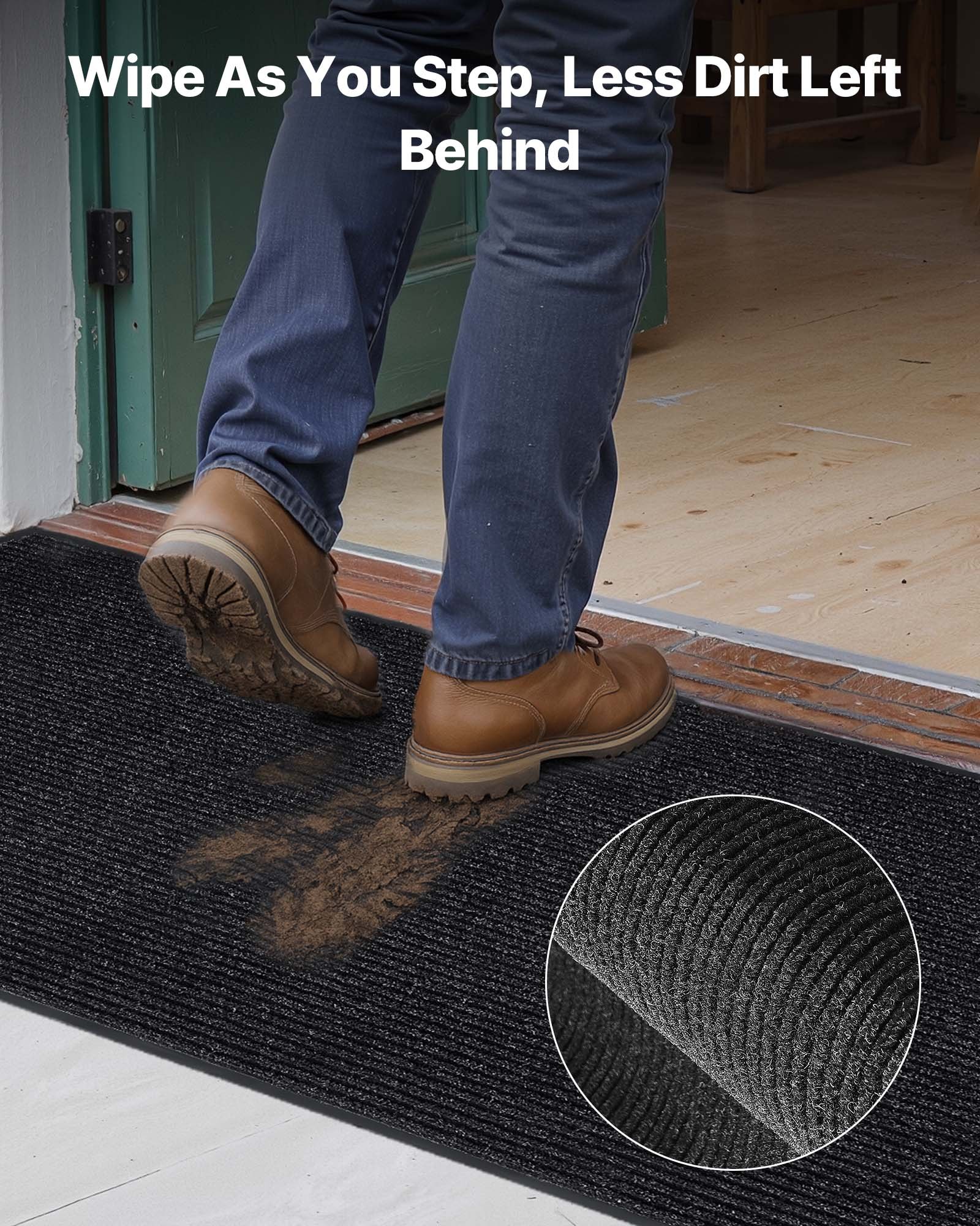 VEVOR Front Door Mat, 1524 x 914 mm Commercial Floor Mat for Indoor and Outdoor, Stylish Stripedd Industrial Carpet with PVC Backing, Heavy Duty Washable Entry Rug for Hallway, Balcony, Garage, Grey