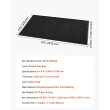 VEVOR Front Door Mat, 2438 x 1219 mm Commercial Floor Mat for Indoor and Outdoor, Stylish Striped Industrial Carpet with PVC Backing, Heavy Duty Washable Entry Rug for Hallway, Balcony, Garage, Grey