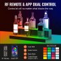 VEVOR LED Lighted Liquor Bottle Display, 2 Tiers 24 Inches, Supports USB, Illuminated Home Bar Shelf with RF Remote & App Control 7 Static Colors 1-4 H Timing, Acrylic Lighting Shelf for 12 Bottles