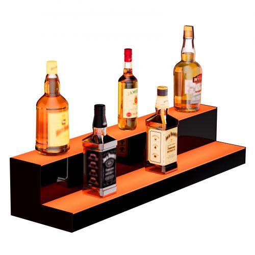 LED verlichte drank fles display, 60 inch 2-tier commerciële thuis bar plank, 2-tier