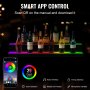 colorful liquor bottles on VEVOR led lighted liquor shelf, controlled via rf remote and smart app.