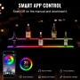 VEVOR LED Lighted Liquor Bottle Display, 2 Tiers 40 Inch Commercial Illuminated Home Bar Shelf, 2 Steps Whiskey Rack Stand, Acrylic Drink Shelves with RF Remote & App Control, and Multicolor lighting
