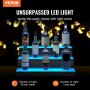 VEVOR LED Lighted Liquor Bottle Display, 3 Tiers 24 Inches, Supports USB, Illuminated Home Bar Shelf with RF Remote & App Control 7 Static Colors 1-4 H Timing, Acrylic Lighting Shelf for 18 Bottles