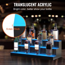 VEVOR LED Lighted Liquor Bottle Display, 3 Tiers 30 Inches, Illuminated Home Bar Shelf with RF Remote & App Control 7 Static Colors 1-4 H Timing, Acrylic Drinks Lighting Shelf for Holding 24 Bottles
