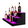 VEVOR LED-oplyst spiritusflaskedisplay, 3-lags kommerciel oplyst barhylde til hjemmet, 3-trins whiskystativ, akryldrikkehylder med RF-fjernbetjening og app-betjening og flerfarvet belysning
