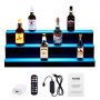 VEVOR LED-oplyst spiritusflaskedisplay, 3-lags kommerciel oplyst barhylde til hjemmet, 3-trins whiskystativ, akryldrikkehylder med RF-fjernbetjening og app-betjening og flerfarvet belysning