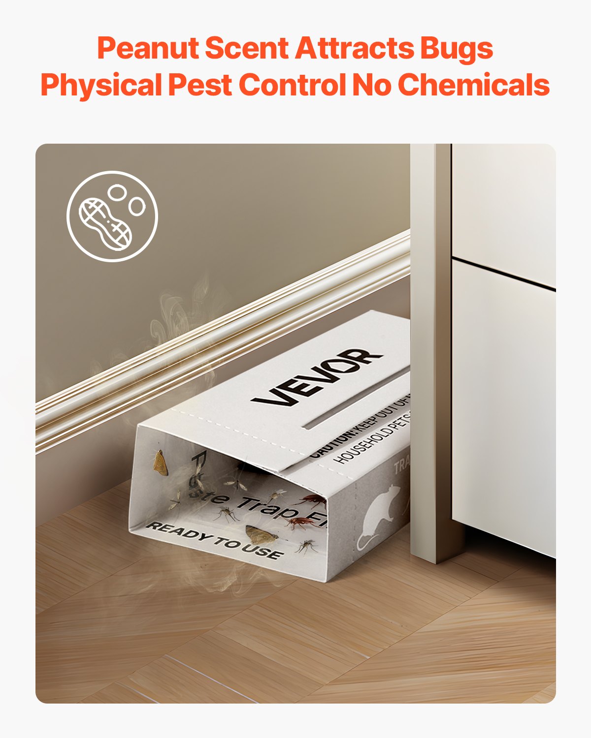 VEVOR Insect Glue Trap, 36 Pack Glue Boards, Peanut Scent, Foldable Design Sticky Pest Control Adhesive Sticky Traps Indoor for Home, Ready to Use for Catching Bugs, Ants, Roaches, Spiders, Centipedes
