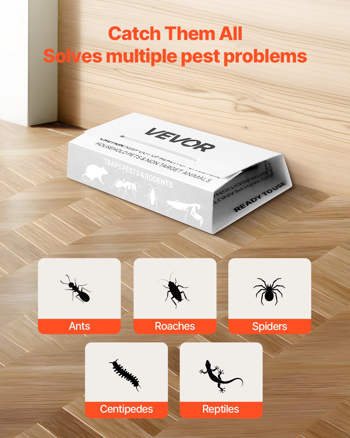 VEVOR Insect Glue Trap, 36 Pack Glue Boards, Peanut Scent, Foldable Design Sticky Pest Control Adhesive Sticky Traps Indoor for Home, Ready to Use for Catching Bugs, Ants, Roaches, Spiders, Centipedes