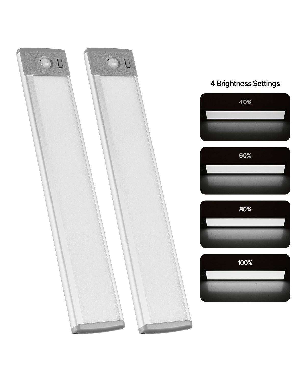 VEVOR Under Cabinet Lighting, 2 PCS, 62 LED Motion Sensor Lights, Rechargeable Battery Operated Closet Lights with Remote Control, Wireless Under Counter Light for Cabinets, Bookshelf, Stair, Hallway