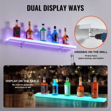 VEVOR Wall Mounted LED Lighted Liquor Bottle Display Home Bar Shelf  40" 1-Step