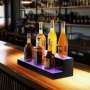 Exhibidor de botellas de licor con iluminación LED VEVOR, estante comercial iluminado de 2 niveles y 24 pulgadas para bar en casa, soporte para whisky de 2 escalones, estantes acrílicos para bebidas con control remoto RF y aplicación, e iluminación multicolor.