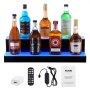 Exhibidor de botellas de licor con iluminación LED VEVOR, estante comercial iluminado de 2 niveles y 24 pulgadas para bar en casa, soporte para whisky de 2 escalones, estantes acrílicos para bebidas con control remoto RF y aplicación, e iluminación multicolor.