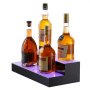 VEVOR LED Lighted Liquor Bottle Display, 2 Tiers 16 Inch Commercial Illuminated Home Bar Shelf, 2 Steps Whiskey Rack Stand, Acrylic Drink Shelves with RF Remote & App Control, and Multicolor lighting
