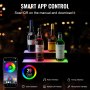 VEVOR LED Lighted Liquor Bottle Display, 2 Tiers 16 Inch Commercial Illuminated Home Bar Shelf, 2 Steps Whiskey Rack Stand, Acrylic Drink Shelves with RF Remote & App Control, and Multicolor lighting
