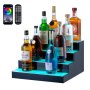 Estante de exhibición de botellas de licor con iluminación LED VEVOR, control por RF y aplicación, 16", 4 pasos