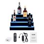 VEVOR LED Lighted Liquor Bottle Display, 4 Tiers 16 Inch Commercial Illuminated Home Bar Shelf, 4 Steps Whiskey Rack Stand, Acrylic Drink Shelves with RF Remote & App Control, and Multicolor lighting