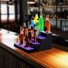 VEVOR LED Lighted Liquor Bottle Display Bar Shelf RF & App Control 406 mm 4-Step