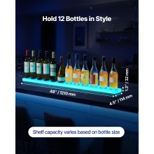 VEVOR LED Lighted Liquor Bottle Display 1-Tier 48 Inches for 12 Bottles