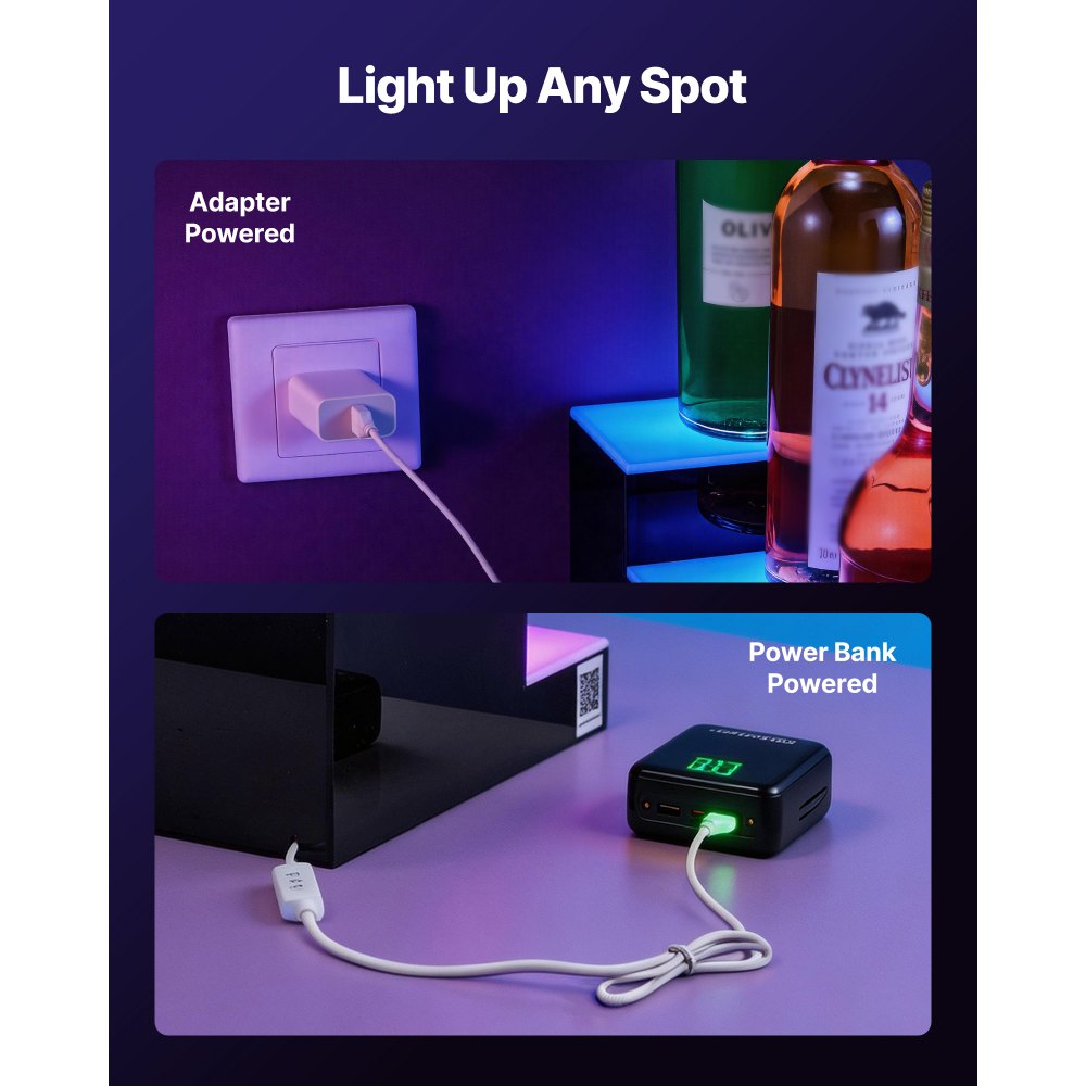 VEVOR LED Lighted Liquor Bottle Display, 2 Tiers 24 inches, Supports USB, Acrylic Illuminated Home Bar Shelf Display with RF Remote & App Control, 9 Static Colors, Timing Mode, for 12-16 Bottles