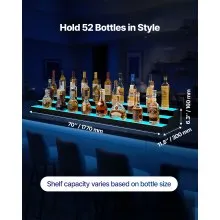 VEVOR LED Lighted Liquor Bottle Display 3-Tier 70 Inches for 52 Bottles