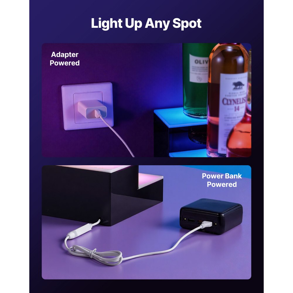 VEVOR LED Lighted Liquor Bottle Display, 2 Tiers 40 inches, Supports USB, Acrylic Illuminated Home Bar Shelf Display with RF Remote & App Control, 9 Static Colors, Timing Mode, for 20-28 Bottles