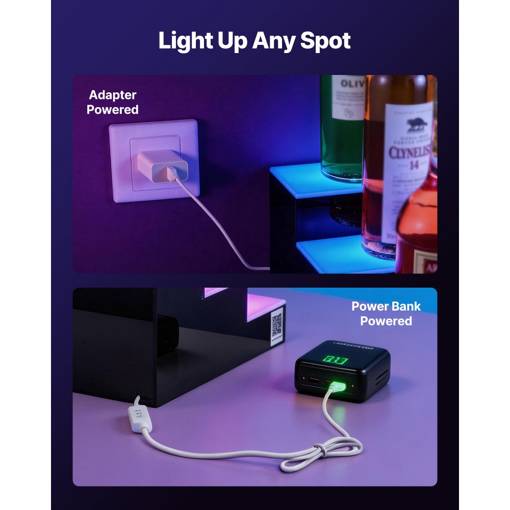 VEVOR LED Lighted Liquor Bottle Display, 3 Tiers 24 inches, Supports USB, Acrylic Illuminated Home Bar Shelf Display with RF Remote & App Control, 9 Static Colors, Timing Mode, for 18-24 Bottles
