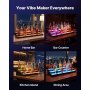 VEVOR LED Lighted Liquor Bottle Display, 3 Tiers 40 inches, Acrylic Illuminated Home Bar Shelf Display with RF Remote & App Control, DIY Setup with Type-C Cables, 9 Static Colors, for 30-39 Bottles