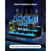 VEVOR LED Lighted Liquor Bottle Display 3 Tiers 20 Inches for 15 Bottles