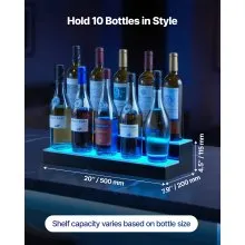 VEVOR LED Lighted Liquor Bottle Display 2 Tiers 20 Inches for 10 Bottles