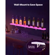 VEVOR LED Lighted Liquor Bottle Display 1-Tier 60 Inches for 15 Bottles