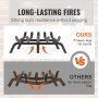 VEVOR Fireplace Log Grate, 533.4mm Heavy Duty Fireplace Grate with 6 Support Legs, 19.05mm Solid Powder-coated Steel Bars, Log Firewood Burning Rack Holder for Indoor and Outdoor Fireplace